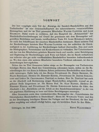 Sanskrithandschriften aus den Turfanfunden. Vol. 1. Vol. 2: Faksimile-Wiedergaben einer Auswahl von Vinaya- und Sutrahandschriften nebst einer Bearbeitung davon noch nicht publizierter St&uuml;cke. Vol. 3: Katalognummern 802-1014.