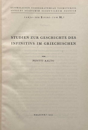 Studien zur Geschichte des Infinitivs im Griechischen