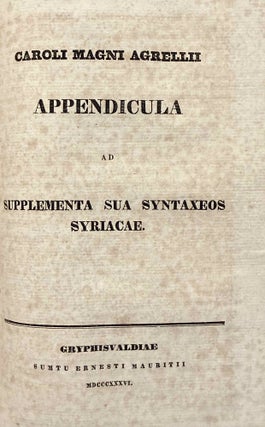Supplementa Syntaxeos syriacae, including 2 Appendicula