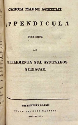 Supplementa Syntaxeos syriacae, including 2 Appendicula