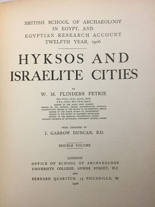 Hyksos and Israelite cities. Double volume.[newline]M1459d-01.jpg
