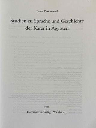 Studien zu Sprache und Geschichte der Karer in &Auml;gypten