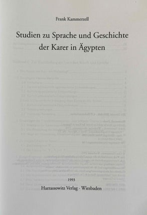 Studien zu Sprache und Geschichte der Karer in Ägypten