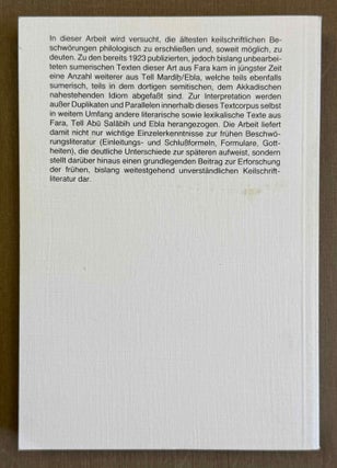 Die Beschwörungen aus Fara und Ebla. Untersuchungen zur ältesten keilschriftlichen Beschwörungsliteratur.