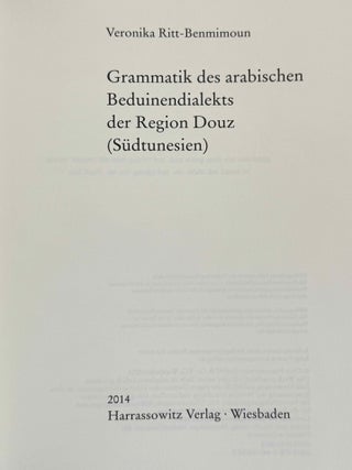 Grammatik des arabischen Beduinendialekts der Region Douz (S&uuml;dtunesien)[newline]M14640-01.jpeg