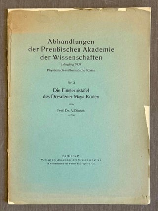 Item #M14644 Die Finsternistafel des Dresdener Maya-Kodex. DITTRICH Arnost[newline]M14644-00.jpeg