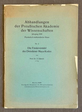 Item #M14644 Die Finsternistafel des Dresdener Maya-Kodex. DITTRICH Arnost