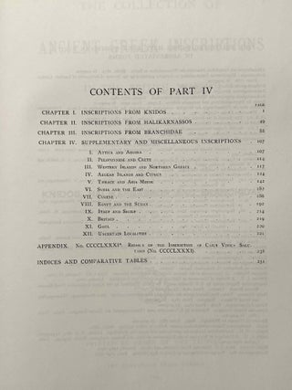 The collection of ancient Greek inscriptions in the British Museum. Vol. I: Attika. Vol. II. Vol. III: Priene, Iasos and Ephesos. Vol. IV: Knidos, Halikarnassos and Branchidae. Supplementary and miscellaneous inscriptions. (complete set)[newline]M14660-15.jpeg