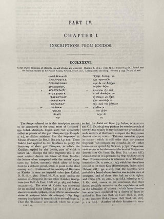 The collection of ancient Greek inscriptions in the British Museum. Vol. I: Attika. Vol. II. Vol. III: Priene, Iasos and Ephesos. Vol. IV: Knidos, Halikarnassos and Branchidae. Supplementary and miscellaneous inscriptions. (complete set)[newline]M14660-16.jpeg