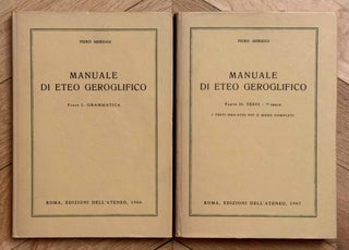 Item #M14690 Manuale di eteo geroglifico. Vol. 1: Grammatica. Vol. 2,1: Testi, 1. Serie: i testi...