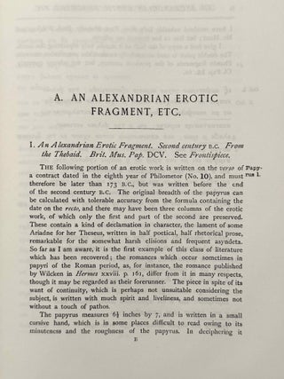 An Alexandrian erotic fragment and other Greek papyri chiefly ptolemaic. With one plate.[newline]M14703-07.jpeg