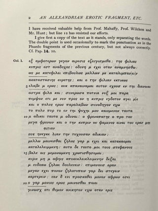 An Alexandrian erotic fragment and other Greek papyri chiefly ptolemaic. With one plate.[newline]M14703-08.jpeg