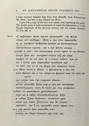 An Alexandrian erotic fragment and other Greek papyri chiefly ptolemaic. With one plate.