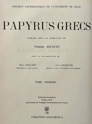 Papyrus grecs. Institut Papyrologique de l'Universit&eacute; de Lille. Vol. I and Vol. II: Papyrus de Magdola (complete set).[newline]M14704-01.jpeg