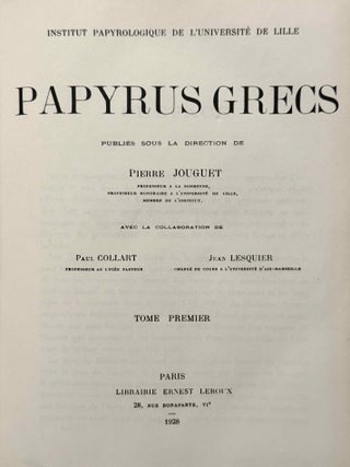 Papyrus grecs. Institut Papyrologique de l'Universit&eacute; de Lille. Vol. I and Vol. II: Papyrus de Magdola (complete set).[newline]M14704-02.jpeg
