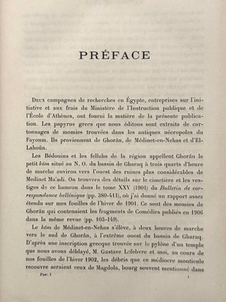 Papyrus grecs. Institut Papyrologique de l'Universit&eacute; de Lille. Vol. I and Vol. II: Papyrus de Magdola (complete set).[newline]M14704-03.jpeg
