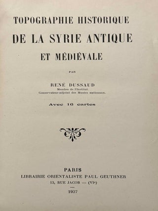 Topographie historique de la Syrie antique et m&eacute;di&eacute;vale[newline]M14708-02.jpeg