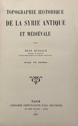 Topographie historique de la Syrie antique et médiévale