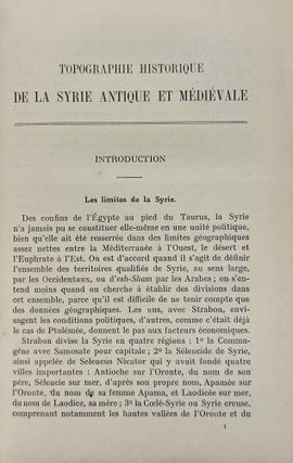 Topographie historique de la Syrie antique et médiévale