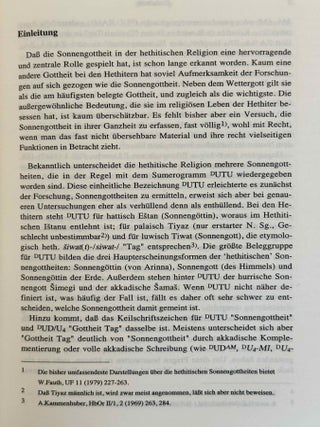 Untersuchungen zu den Sonnengottheiten bei den Hethitern. Schwurg&ouml;tterliste, helfende Gottheit, Feste.