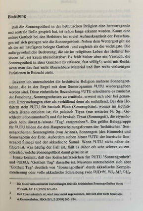 Untersuchungen zu den Sonnengottheiten bei den Hethitern. Schwurgötterliste, helfende Gottheit, Feste.
