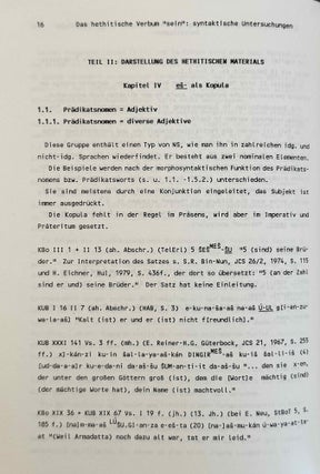 Das Hethitische Verbum "sein". Syntaktische Untersuchungen.