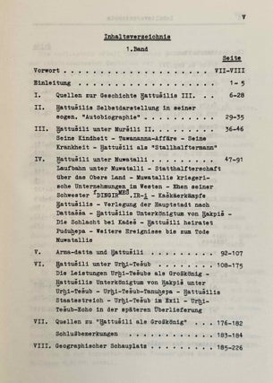 Hattusili III. Teil I: Hattusili bis zu seiner Thronbesteigung. Band 1: Historischer Abriss. Band 2: Quellen und Indices (complete set)