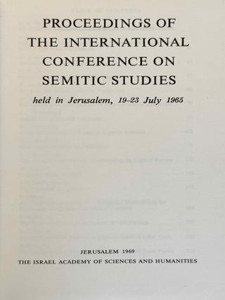 Proceedings of the International Conference on Semitic Studies, held in Jerusalem, 19-23 July 1965[newline]M14728-01.jpeg