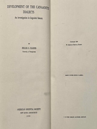 Development of the Canaanite dialects. An investigation in linguistic history. (authorized reprint)