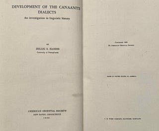 Development of the Canaanite dialects. An investigation in linguistic history. (authorized reprint)
