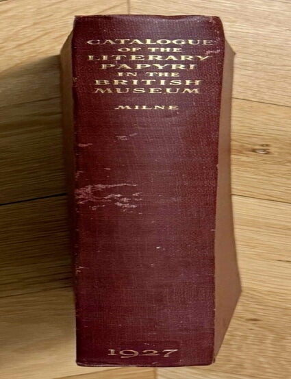 Item #M14739 Catalogue of the literary papyri in the British museum. MILNE J. Grafton.[newline]M14739-00.jpeg