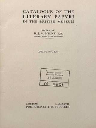 Catalogue of the literary papyri in the British museum[newline]M14739-02.jpeg