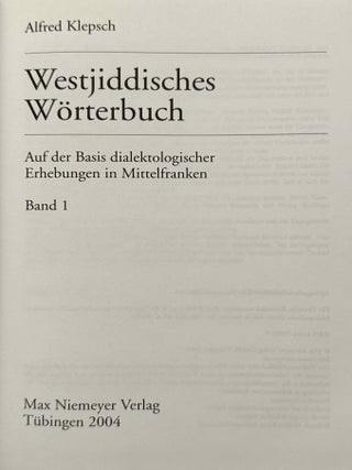 Westjiddisches W&ouml;rterbuch. Auf der Basis dialektologischer Erhebungen in Mittelfranken. 2 volumes (complete set)[newline]M14741-02.jpeg