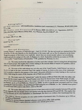 Letters from Assyrian scholars to the kings Esarhaddon and Assurbanipal. Vol. I: Texts. Vol. II: Commentary and appendices (complete set, in XEROX).[newline]M14756-12.jpeg