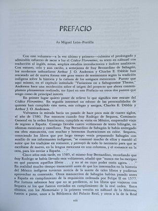 Florentine Codex. Part I: Introduction and Indices. Introductions, Sahag&uacute;n's Prologues and Interpolations, General Bibliography, General Indices. Part II: Book I: The Gods. Translated from the Aztec into English, with Notes and Illustrations. (color XEROX)