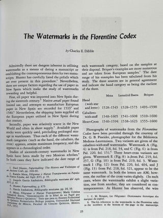 Florentine Codex. Part I: Introduction and Indices. Introductions, Sahag&uacute;n's Prologues and Interpolations, General Bibliography, General Indices. Part II: Book I: The Gods. Translated from the Aztec into English, with Notes and Illustrations. (color XEROX)
