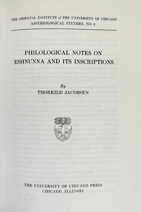 9 volumes of Assyriological studies, in XEROX. 1) Beiträge zum Assyrischen Wörterbuch, by Bruno Meissner. 2) The Sumerian prefix forms E- and I- in the time of the earlier princes from Lagas, by Arno Poebel. 3) Das appositionnel bestimmte Pronomen der 1. Pers. Sing. in den westsemitischen Inschriften und im Alten Testament, by Arno Poebel. 4) Beiträge zum Assyrischen Wörterbuch II, by Bruno Meissner. 5) Philological Notes on Eshnunna and its Inscriptions, by Thorkild Jakobsen. 6) The Sumerian prefix forms BE- and BI- in the time of the earlier princes from Lagas, by Samuel N. Kramer. 7) Studies in Akkadian Grammar, by Arno Poebel. 8) Lamentation over the Destruction of Ur, by Samuel N. Kramer. 9) The System of the Quadriliteral verb in Akkadian, by Alexander Heidel.