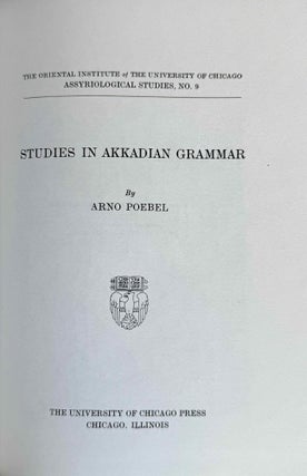 9 volumes of Assyriological studies, in XEROX. 1) Beiträge zum Assyrischen Wörterbuch, by Bruno Meissner. 2) The Sumerian prefix forms E- and I- in the time of the earlier princes from Lagas, by Arno Poebel. 3) Das appositionnel bestimmte Pronomen der 1. Pers. Sing. in den westsemitischen Inschriften und im Alten Testament, by Arno Poebel. 4) Beiträge zum Assyrischen Wörterbuch II, by Bruno Meissner. 5) Philological Notes on Eshnunna and its Inscriptions, by Thorkild Jakobsen. 6) The Sumerian prefix forms BE- and BI- in the time of the earlier princes from Lagas, by Samuel N. Kramer. 7) Studies in Akkadian Grammar, by Arno Poebel. 8) Lamentation over the Destruction of Ur, by Samuel N. Kramer. 9) The System of the Quadriliteral verb in Akkadian, by Alexander Heidel.