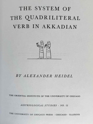 9 volumes of Assyriological studies, in XEROX. 1) Beitr&auml;ge zum Assyrischen W&ouml;rterbuch, by Bruno Meissner. 2) The Sumerian prefix forms E- and I- in the time of the earlier princes from Lagas, by Arno Poebel. 3) Das appositionnel bestimmte Pronomen der 1. Pers. Sing. in den westsemitischen Inschriften und im Alten Testament, by Arno Poebel. 4) Beitr&auml;ge zum Assyrischen W&ouml;rterbuch II, by Bruno Meissner. 5) Philological Notes on Eshnunna and its Inscriptions, by Thorkild Jakobsen. 6) The Sumerian prefix forms BE- and BI- in the time of the earlier princes from Lagas, by Samuel N. Kramer. 7) Studies in Akkadian Grammar, by Arno Poebel. 8) Lamentation over the Destruction of Ur, by Samuel N. Kramer. 9) The System of the Quadriliteral verb in Akkadian, by Alexander Heidel.