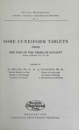Some cuneiform tablets from the time of the third Ur dynasty (Holma collection nos. 11-39) (XEROX)