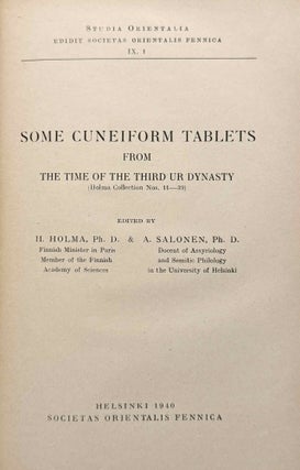Some cuneiform tablets from the time of the third Ur dynasty (Holma collection nos. 11-39)