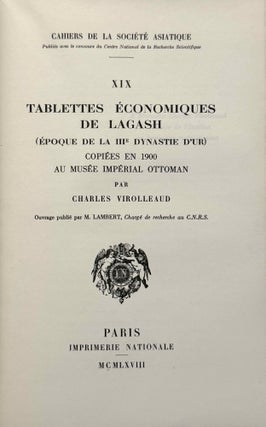 Tablettes économiques de Lagash (Epoque de la IIIe dynastie d'Ur). Copiées en 1900 au Musée Impérial Ottoman.