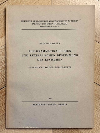 Item #M14822 Zur grammatikalischen und lexikalischen Bestimmung des Luvischen. Untersuchung der...