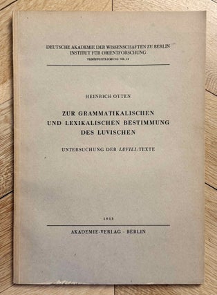 Item #M14822 Zur grammatikalischen und lexikalischen Bestimmung des Luvischen. Untersuchung der...