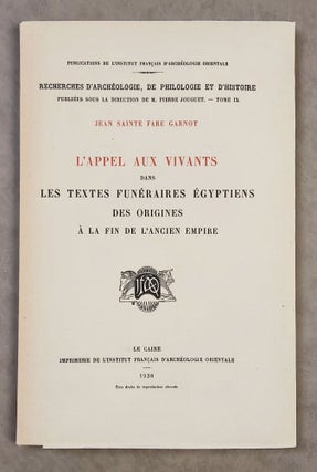 Item #M1482d L'appel aux Vivants dans les textes funéraires égyptiens des origines à la...