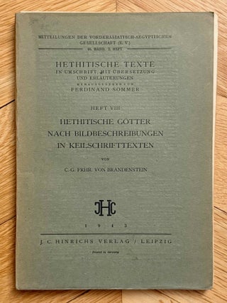 Item #M14840 Hethitische G&ouml;tter nach Bildbeschreibungen in Keilschrifttexten. BRANDENSTEIN Carl...