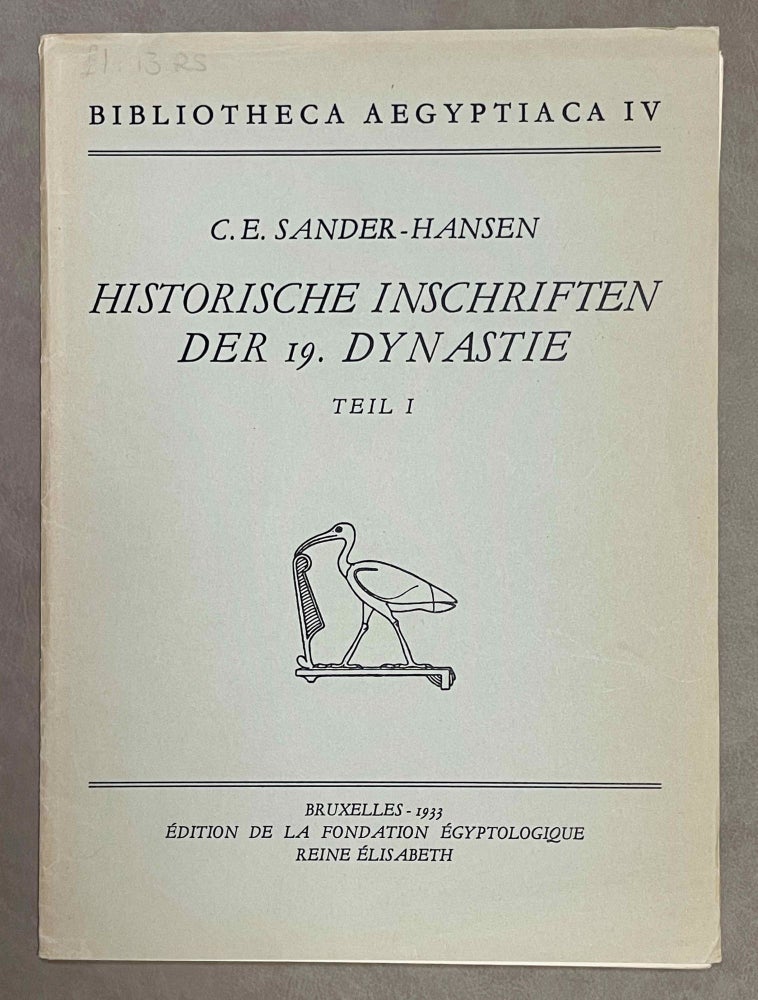 Item #M1487 Historische Inschriften der 19. Dynastie. Teil I [All published]. SANDER-HANSEN Constantin E.[newline]M1487-00.jpeg