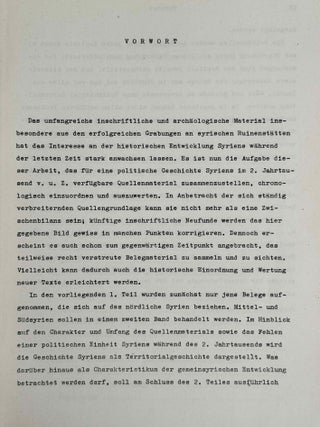 Geschichte Syriens im 2. Jahrtausend v.u.Z. Teil 1: Nordsyrien. Teil 2: Mittel- und S&uuml;dsyrien. Teil 3: Historische Geographie und allgemeine Darstellung. (complete set)