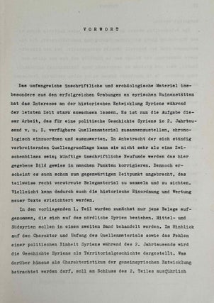 Geschichte Syriens im 2. Jahrtausend v.u.Z. Teil 1: Nordsyrien. Teil 2: Mittel- und Südsyrien. Teil 3: Historische Geographie und allgemeine Darstellung. (complete set)