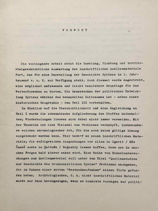 Geschichte Syriens im 2. Jahrtausend v.u.Z. Teil 1: Nordsyrien. Teil 2: Mittel- und S&uuml;dsyrien. Teil 3: Historische Geographie und allgemeine Darstellung. (complete set)